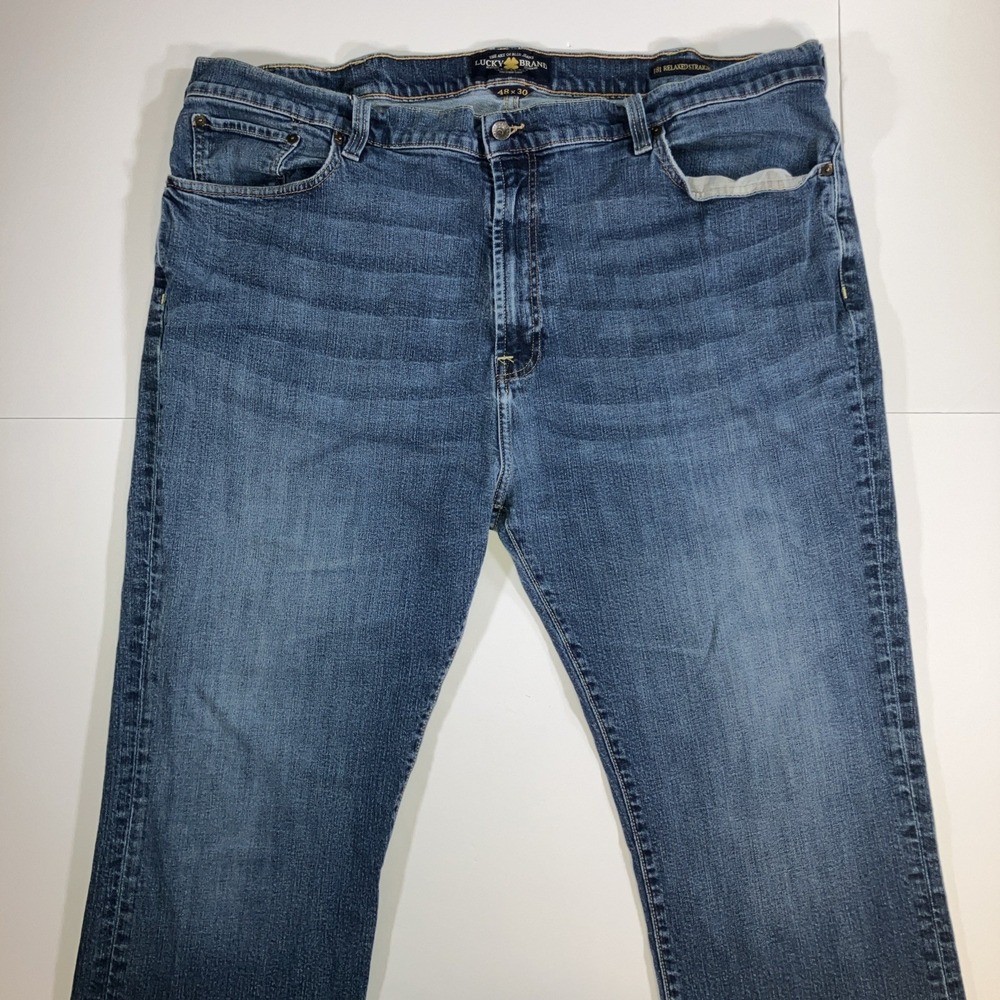 Lucky Brand 181 Relaxed Straight Jeans Mens 48x28 Medium Wash Denim Tagged 48x30